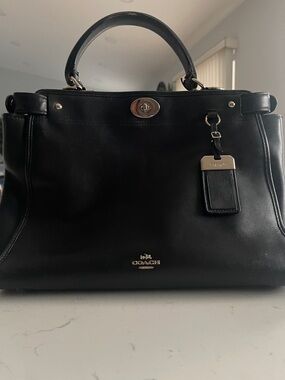 Coach Black Leather Top-Handle Satchel
